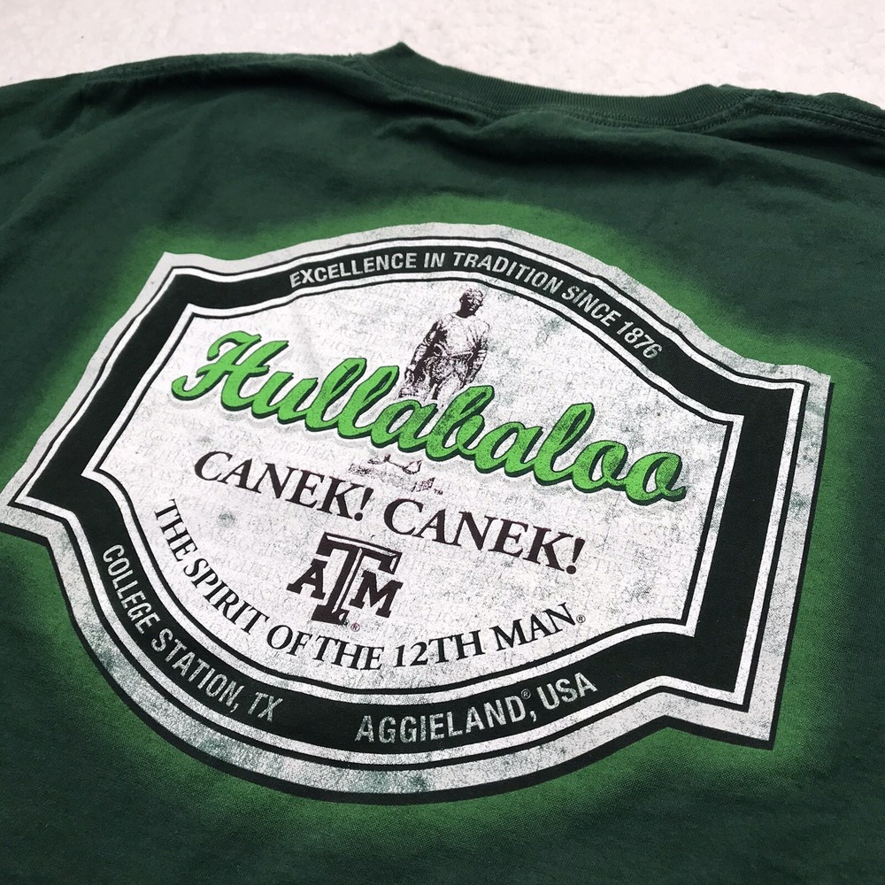 Texas A&M Hullabaloo T-Shirt S/M Canek Canek 12th Man College Station Green RARE